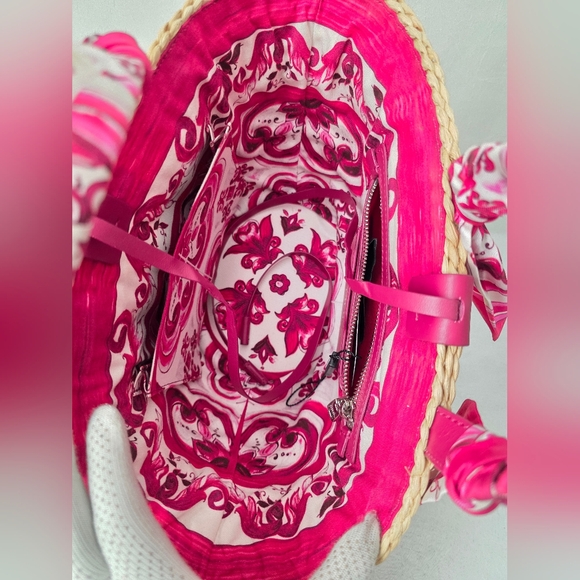 Auth Dolce&Gabbana KENDRA STRAW Shopper Floral Tote - Picture 6 of 12